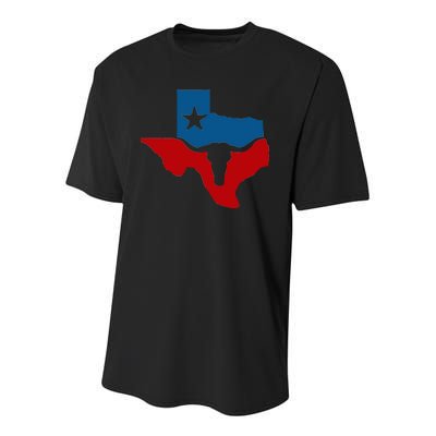 Texas Flag Longhorn Logo Youth Performance Sprint T-Shirt