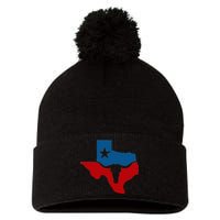 Texas Flag Longhorn Logo Pom Pom 12in Knit Beanie