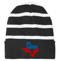 Texas Flag Longhorn Logo Striped Beanie with Solid Band