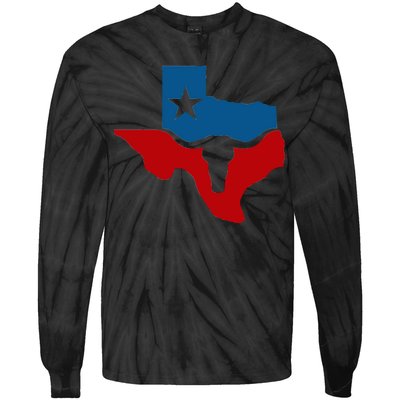 Texas Flag Longhorn Logo Tie-Dye Long Sleeve Shirt