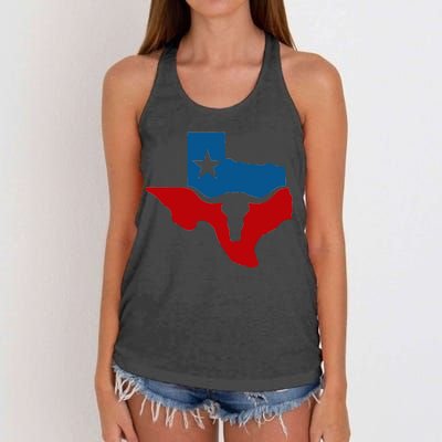 Texas Flag Longhorn Logo Women's Knotted Racerback Tank