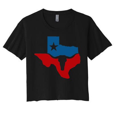 Texas Flag Longhorn Logo Women's Crop Top Tee