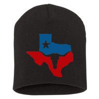 Texas Flag Longhorn Logo Short Acrylic Beanie