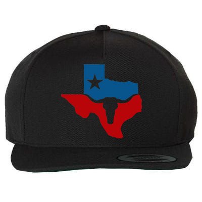 Texas Flag Longhorn Logo Wool Snapback Cap