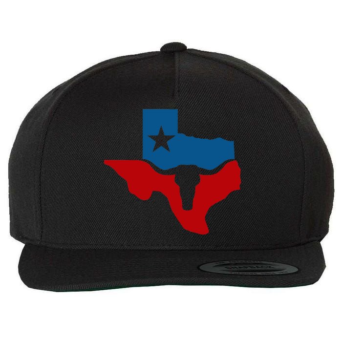 Texas Flag Longhorn Logo Wool Snapback Cap