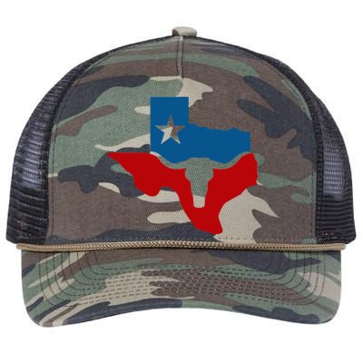 Texas Flag Longhorn Logo Retro Rope Trucker Hat Cap