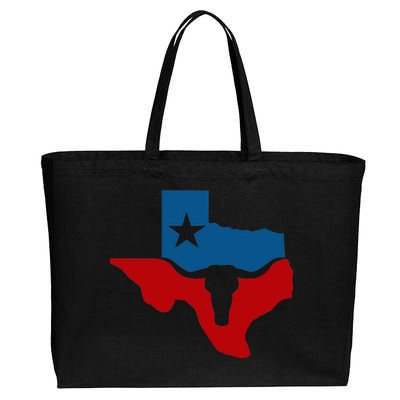 Texas Flag Longhorn Logo Cotton Canvas Jumbo Tote