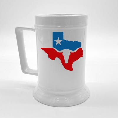 Texas Flag Longhorn Logo Beer Stein