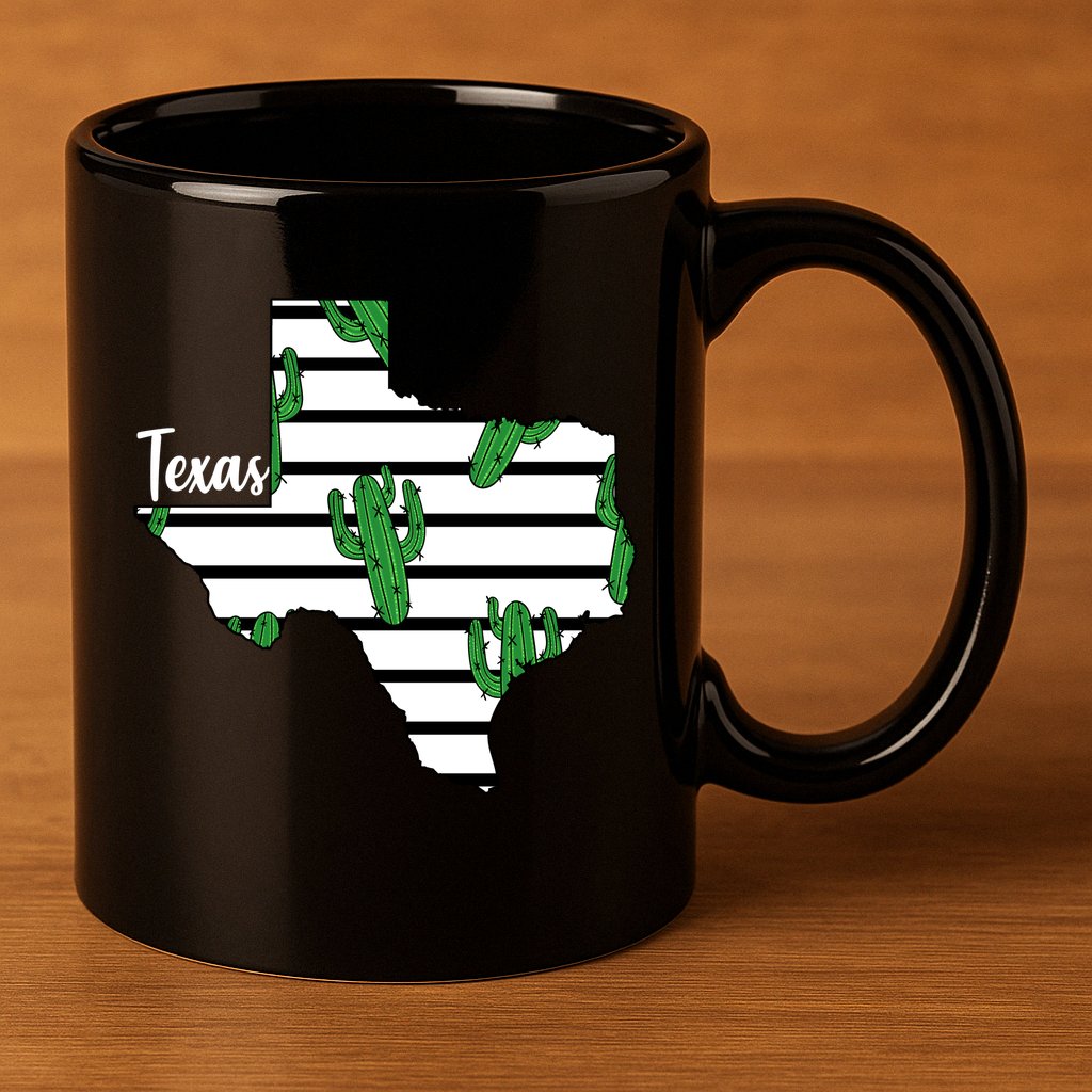 Texas Floral Cactus 11oz C Handle Ceramic Mug