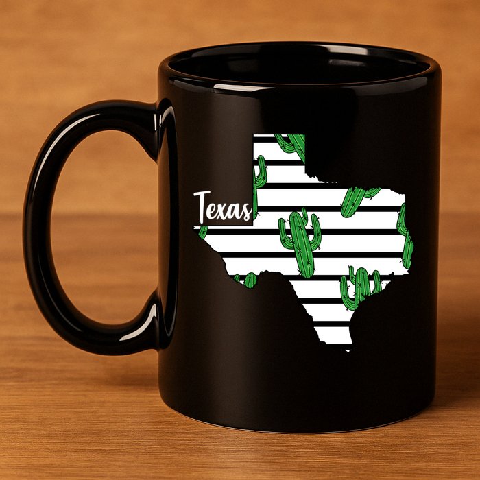 Texas Floral Cactus 11oz C Handle Ceramic Mug
