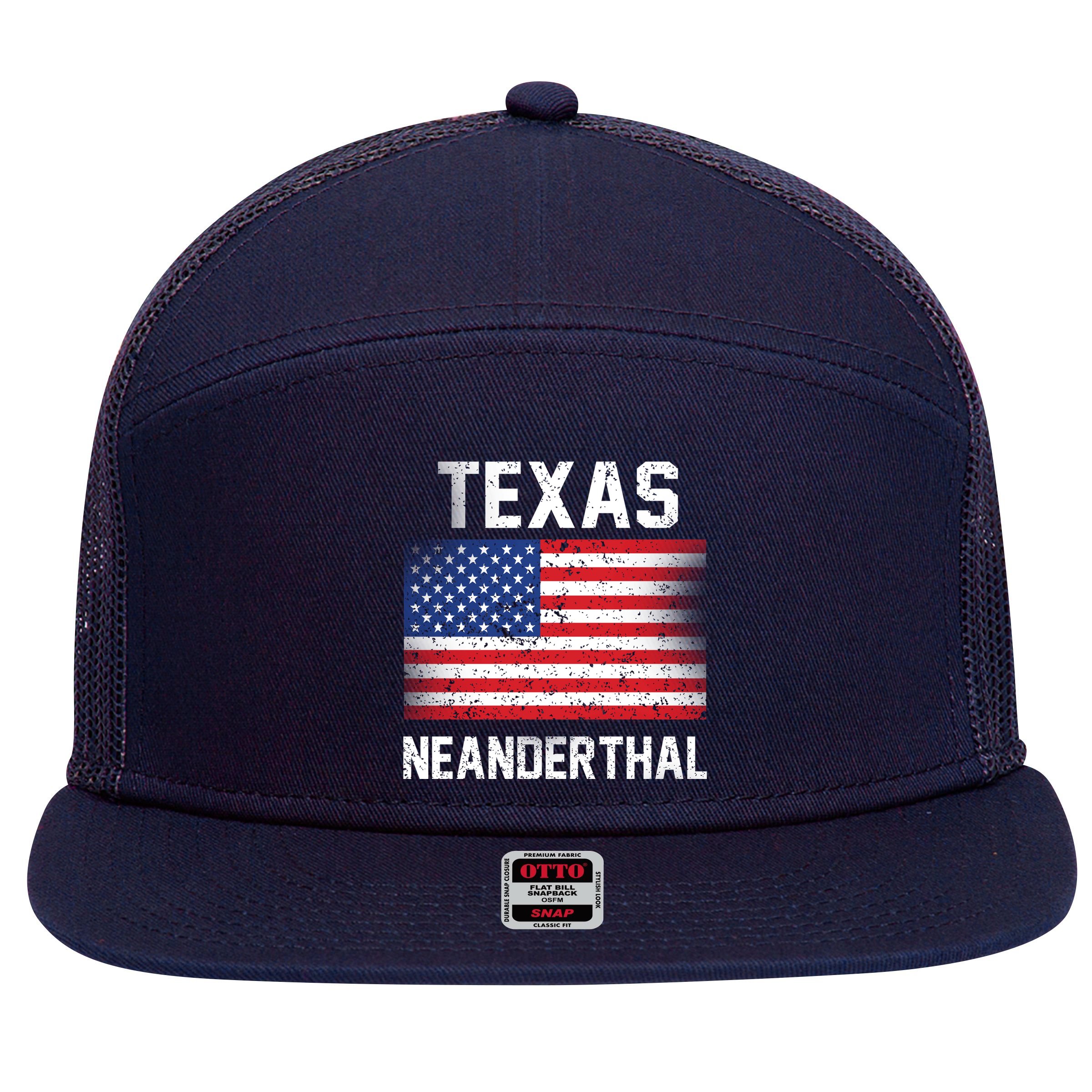 Texas Neanderthal  7 Panel Mesh Trucker Snapback Hat