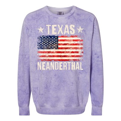 Texas Neanderthal Distressed US Flag Colorblast Crewneck Sweatshirt