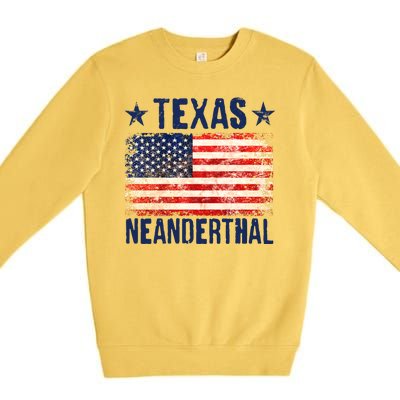 Texas Neanderthal Distressed US Flag Premium Crewneck Sweatshirt