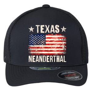 Texas Neanderthal Distressed US Flag Flexfit Unipanel Trucker Cap