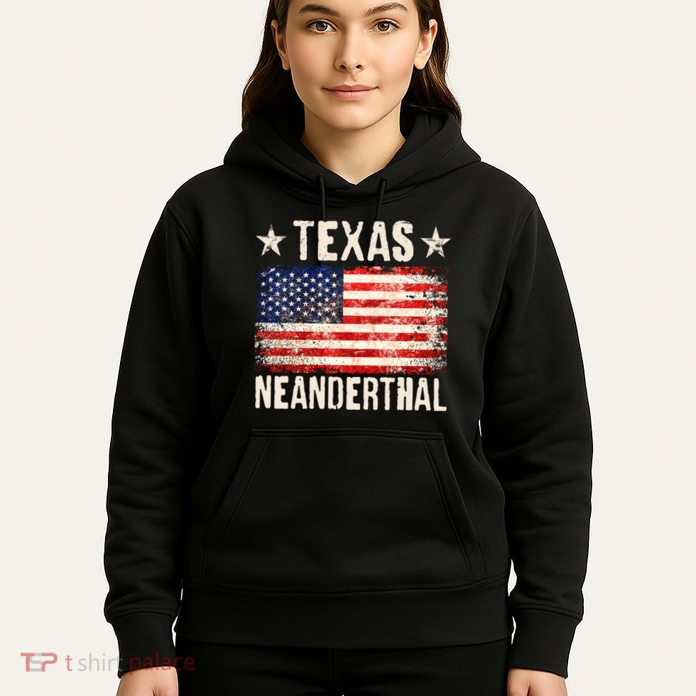Texas Neanderthal Distressed US Flag Hoodie