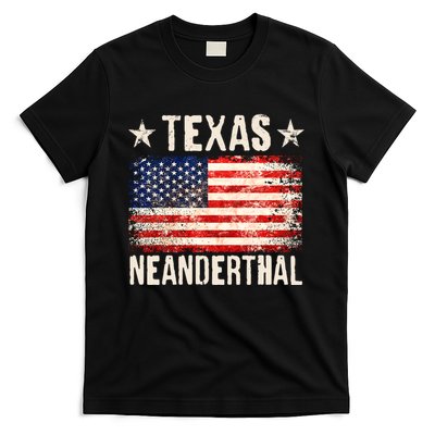 Texas Neanderthal Distressed US Flag T-Shirt