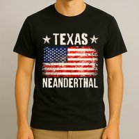 Texas Neanderthal Distressed US Flag T-Shirt