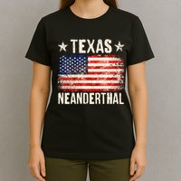 Texas Neanderthal Distressed US Flag T-Shirt