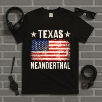 Texas Neanderthal Distressed US Flag T-Shirt