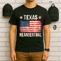 Texas Neanderthal Distressed US Flag T-Shirt