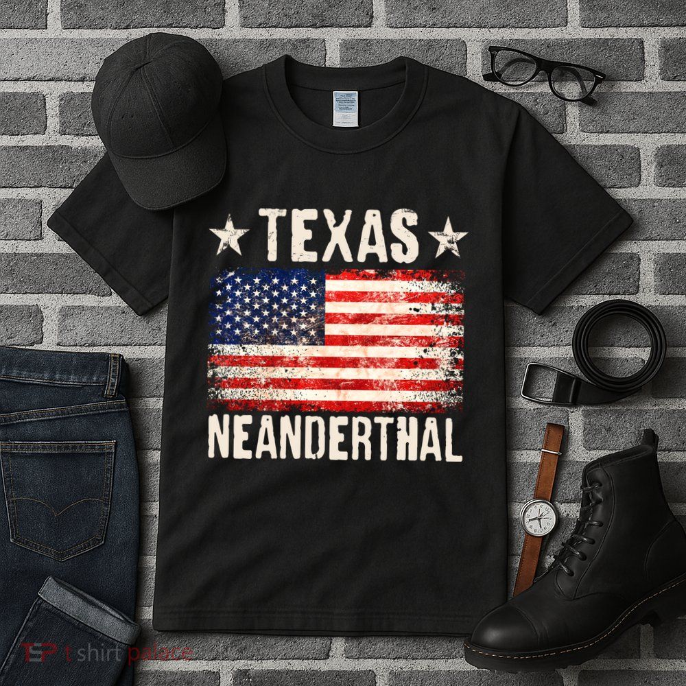 Texas Neanderthal Distressed US Flag Tall T-Shirt