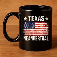 Texas Neanderthal Distressed US Flag 11oz C Handle Ceramic Mug