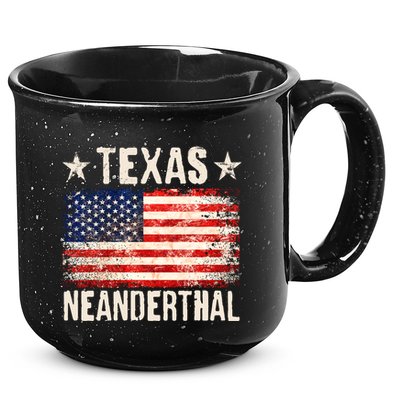 Texas Neanderthal Distressed US Flag 15oz Campfire Ceramic Mug
