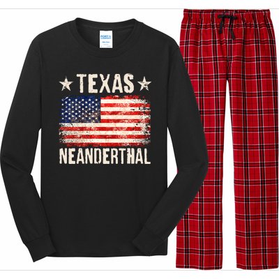 Texas Neanderthal Distressed US Flag Long Sleeve Pajama Set