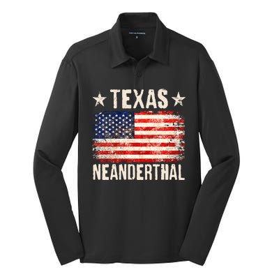 Texas Neanderthal Distressed US Flag Silk Touch Performance Long Sleeve Polo