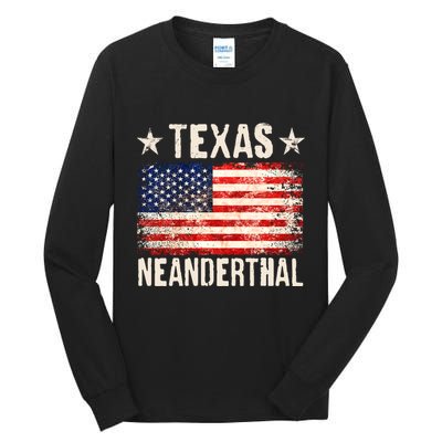 Texas Neanderthal Distressed US Flag Tall Long Sleeve T-Shirt