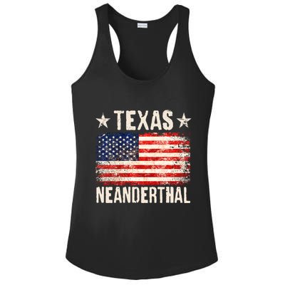Texas Neanderthal Distressed US Flag Ladies PosiCharge Competitor Racerback Tank