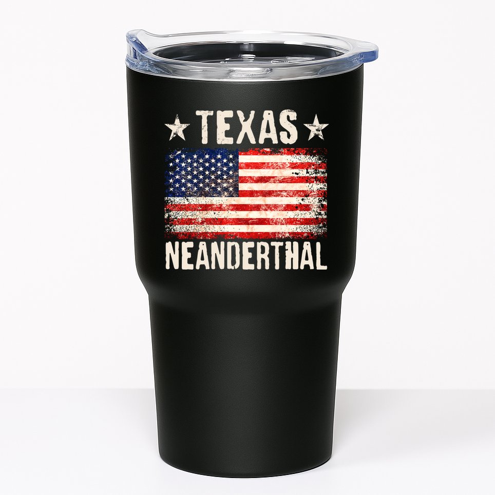 Texas Neanderthal Distressed US Flag Tumbler