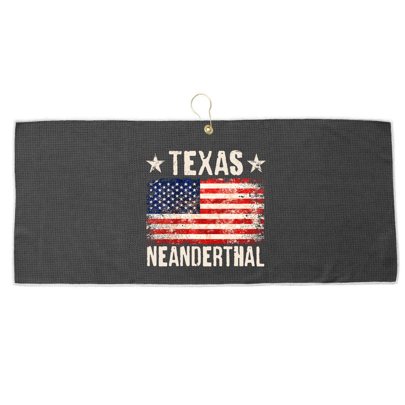 Texas Neanderthal Distressed US Flag Large Microfiber Waffle Golf Towel