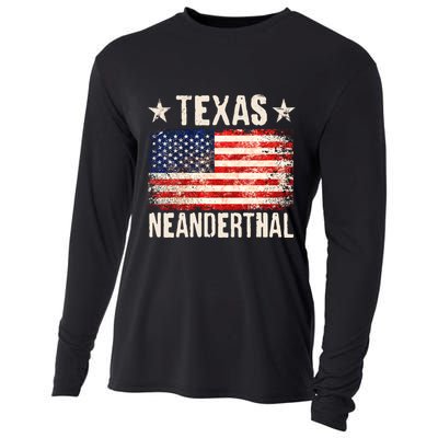 Texas Neanderthal Distressed US Flag Cooling Performance Long Sleeve Crew