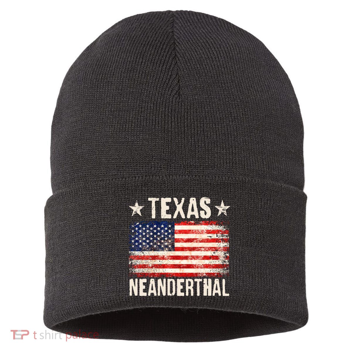 Texas Neanderthal Distressed US Flag Sustainable Knit Beanie