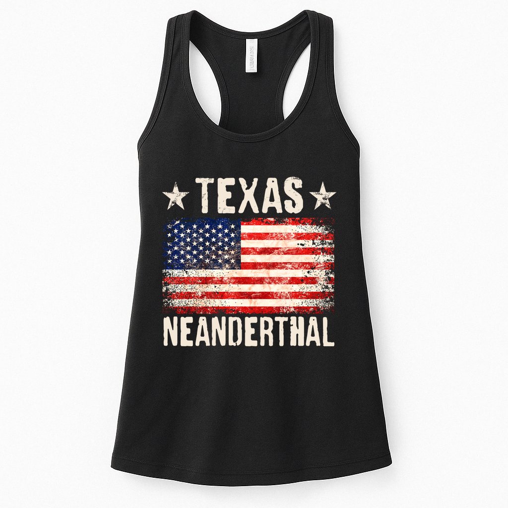 Texas Neanderthal Distressed US Flag Womens Tank Top