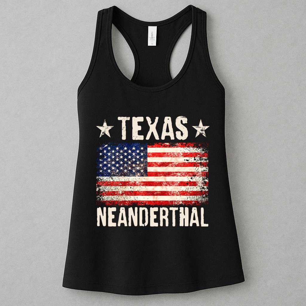 Texas Neanderthal Distressed US Flag Womens Tank Top