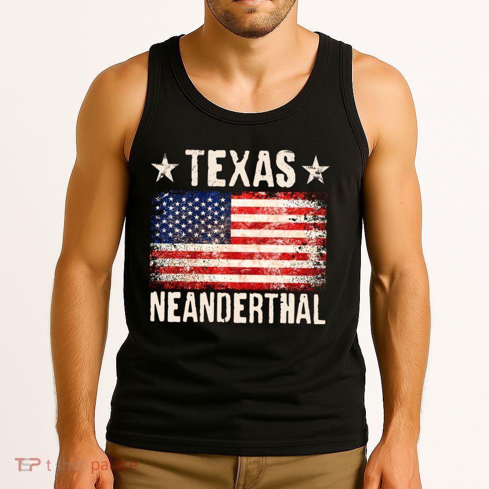 Texas Neanderthal Distressed US Flag Tank Top