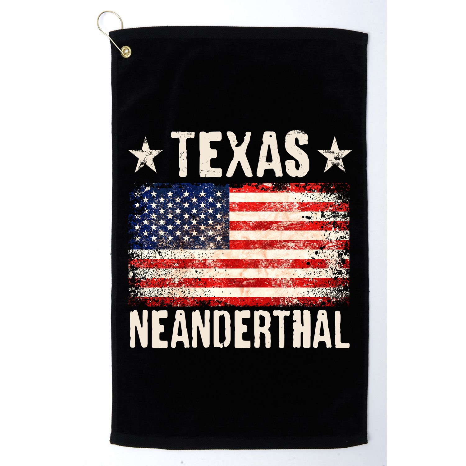 Texas Neanderthal Distressed US Flag Golf Towel