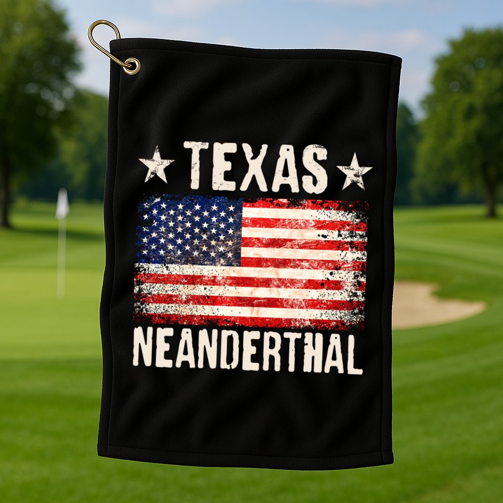 Texas Neanderthal Distressed US Flag Golf Towel