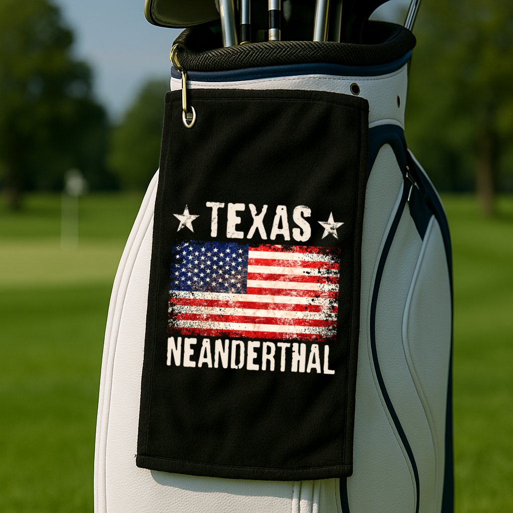 Texas Neanderthal Distressed US Flag Golf Towel