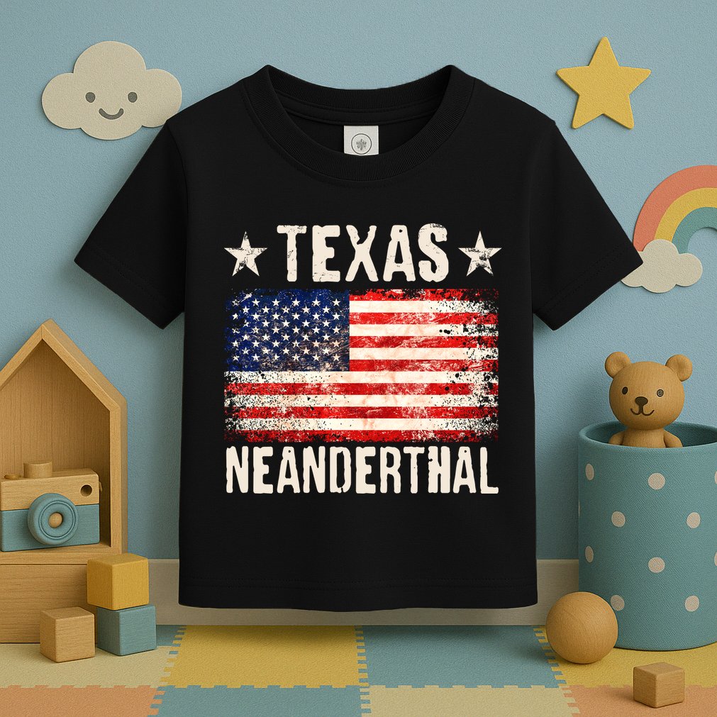 Texas Neanderthal Distressed US Flag Toddler T-Shirt