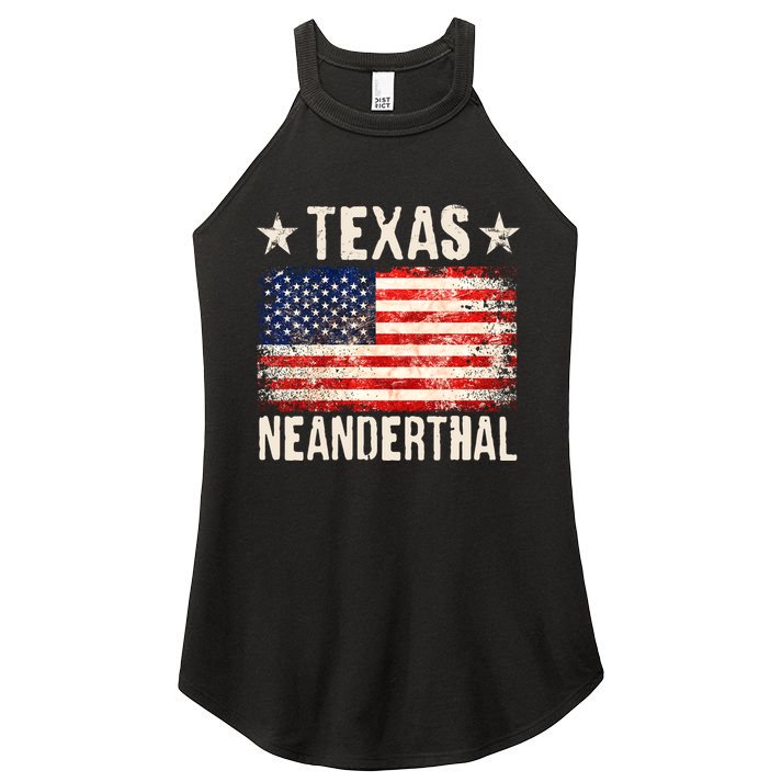 Texas Neanderthal Distressed US Flag Women's Perfect Tri Rocker Tank