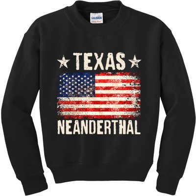 Texas Neanderthal Distressed US Flag Kids Sweatshirt