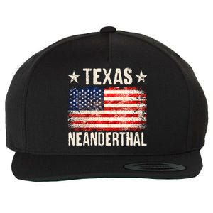 Texas Neanderthal Distressed US Flag Wool Snapback Cap