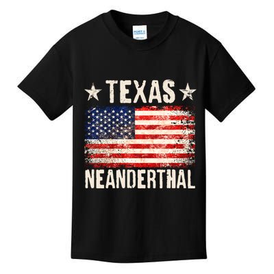 Texas Neanderthal Distressed US Flag Kids T-Shirt