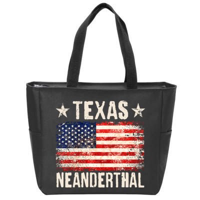Texas Neanderthal Distressed US Flag Zip Tote Bag