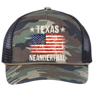 Texas Neanderthal Distressed US Flag Retro Rope Trucker Hat Cap