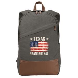 Texas Neanderthal Distressed US Flag Cotton Canvas Backpack