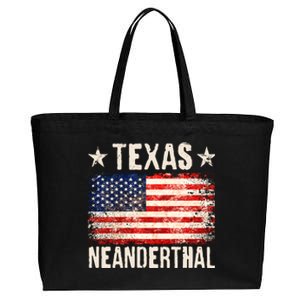 Texas Neanderthal Distressed US Flag Cotton Canvas Jumbo Tote